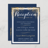Modern Willow Tree Blue Gold Wedding Reception
