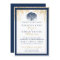 Modern Willow Tree Navy Gold Wedding Invitation