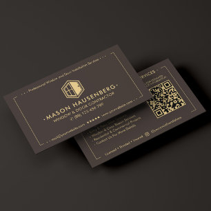 Modern Window Door Contractor Espresso  Business Card