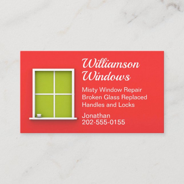 Modern Window Replacement Repair Washing Business Card (Front)