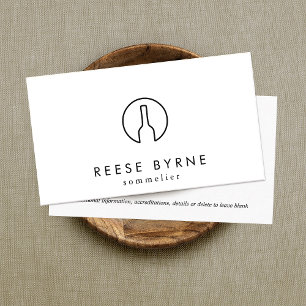 Modern Wine Bottle Logo Sommelier White Business Card