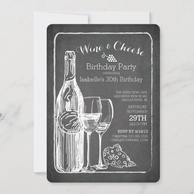 Modern Wine & Cheese Birthday Party Invitation (Front)