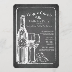 Modern Wine & Cheese Birthday Party Invitation