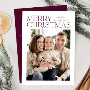 Modern Wine Merry Christmas Photo Holiday Card