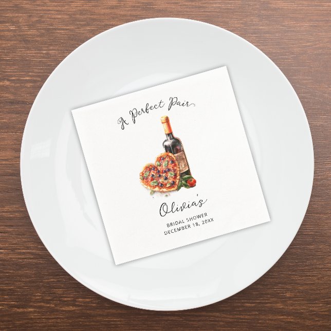 Modern Wine & Pizza Perfect Pair Rehearsal Dinner Napkin (Creator Uploaded)