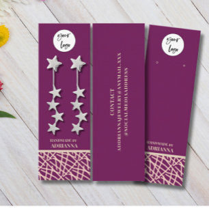 Modern Wine Red Logo Earring Display Mini Business Card