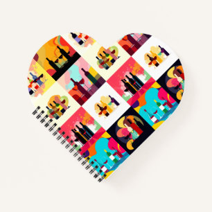 Modern Wine Set Silhouette Collage – Bold Colorful Notebook