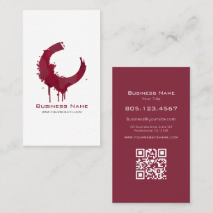 Modern Wine Swirl Custom Editable QR Code Business Card