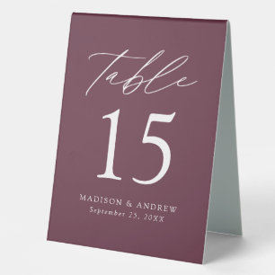Modern Wine Wedding Table Number