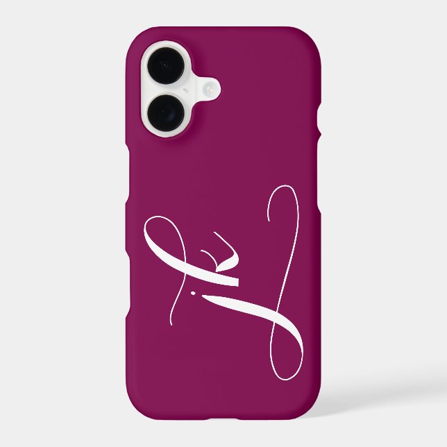 Modern Wine White Script Monogram Name (Back)