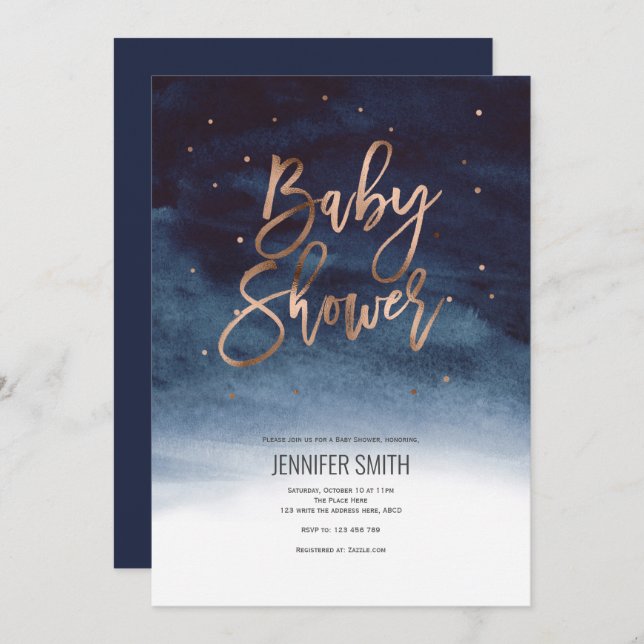 Modern, Winter, Baby Boy, Baby Shower Invitation (Front/Back)