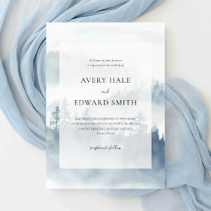 Modern Winter Blue Minimalist Wedding Invitation