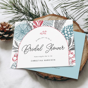 Modern Winter Bridal Shower Greenery Invitation