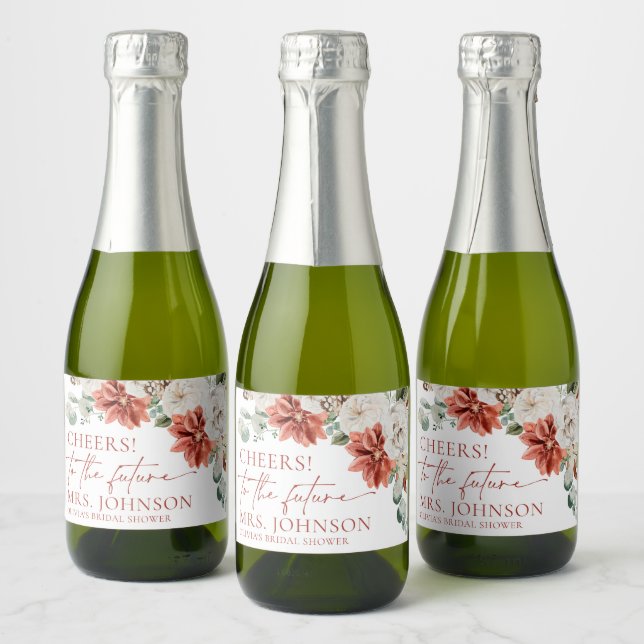 Modern Winter Cheers To The Future Bridal Shower Sparkling Wine Label (Bottles)