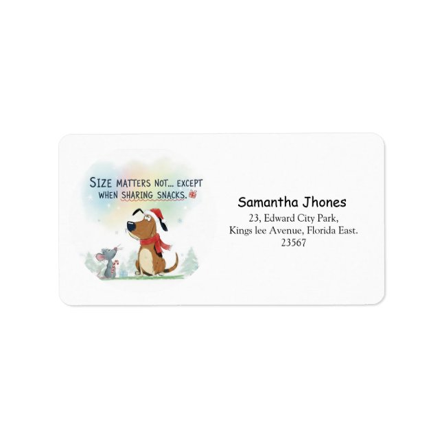 Modern winter  christmas cute dog return address  label (Front)