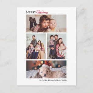 Modern Winter Christmas Photo Collage Holiday Postcard