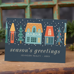 Modern Winter Christmas Town Business Holiday Card