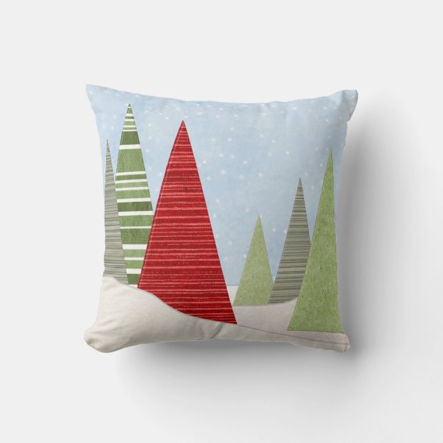 Modern Winter Christmas Trees Art Cushion (Front)