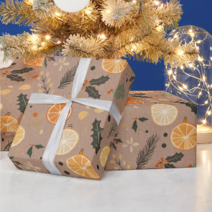 Modern Winter Dried Citrus Kraft  Wrapping Paper