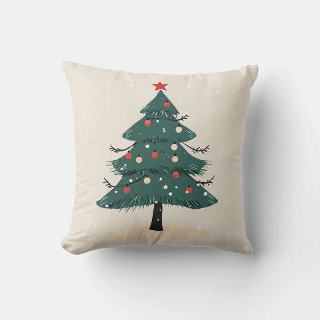 Modern Winter Evergreen Christmas Tree pillow (Front)