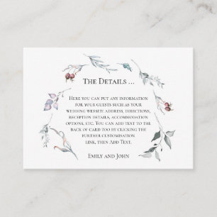Modern Winter Foliage Christmas Wedding Details Enclosure Card