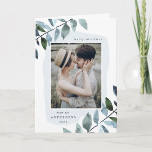 Modern Winter Foliage Photo Holiday Card