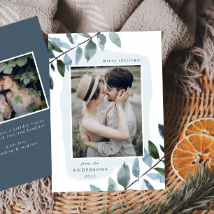 Modern Winter Foliage Photo Holiday Card
