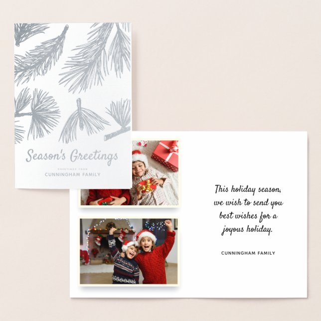 Modern Winter Foliage Season's Holiday Greetings Foil Card (Display)