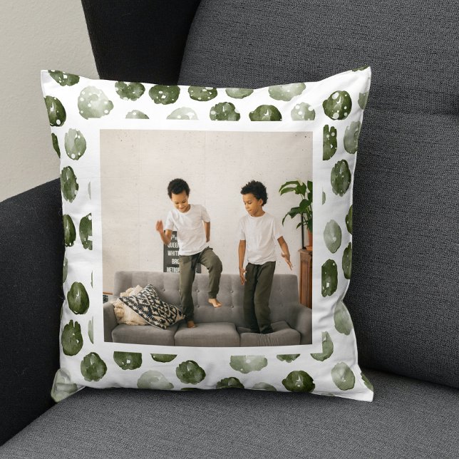 Modern Winter Green Dots | Photo Cushion (Creator Uploaded)
