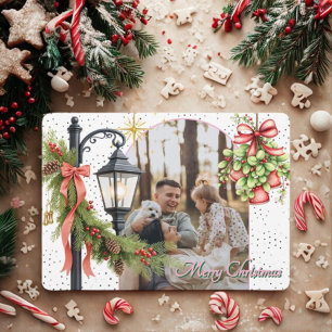 Modern Winter Greenery Christmas Holiday Card