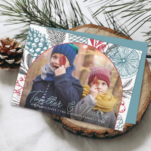 Modern Winter Greenery Christmas Photo Holiday Card
