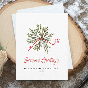 Modern Winter greenery Corporate Holiday Card