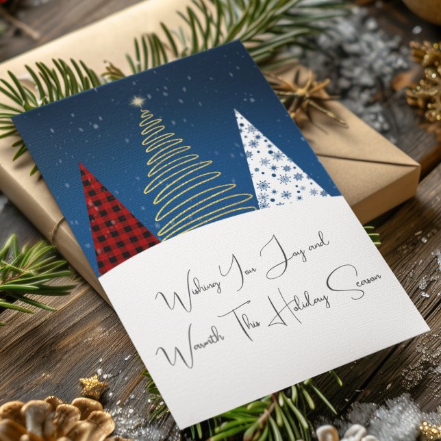 Modern Winter Happy Holiday Trees  Card (Creator Uploaded)