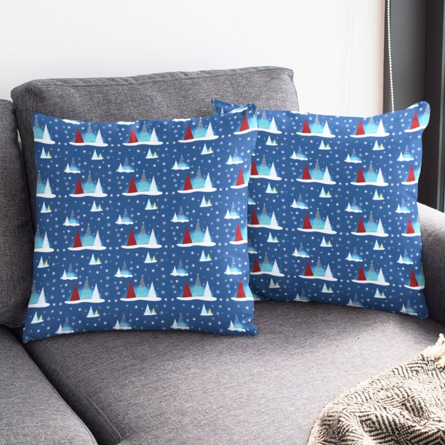 Modern Winter Happy Holiday Trees Pattern Cushion (Creator Uploaded)