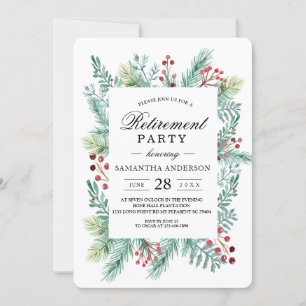 Modern Winter Leaf Frame Greenery Invitation