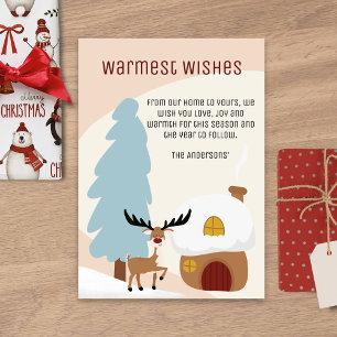 Modern Winter Moose Scandi Japandi Christmas Holiday Card