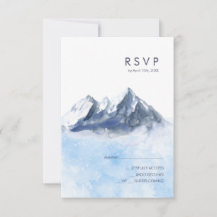 Modern Winter Mountain Pattern Wedding RSVP Card