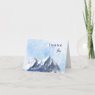 Modern Winter Mountain Pattern Wedding Thank You Card