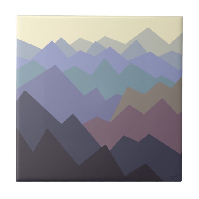 Modern Winter Mountains Design Ceramic Tile (Front)