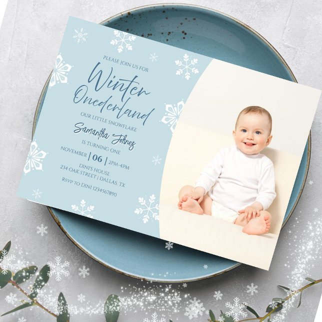 Modern Winter Our little snowflake 1st birthday  Invitation (Creator Uploaded)