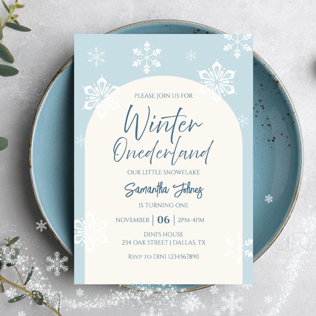 Modern Winter Our little snowflake 1st birthday Invitation (Creator Uploaded)