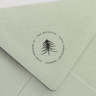 Modern Winter Pine Tree Return Address Self-inking Stamp