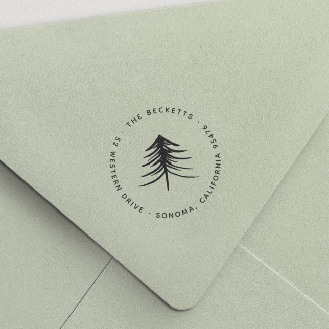 Modern Winter Pine Tree Return Address Self-inking Stamp (Creator Uploaded)