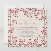 Modern Winter Red Berry 60th Birthday Party