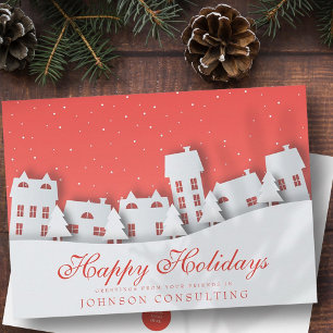 Modern Winter Scene Holiday Greetings Card