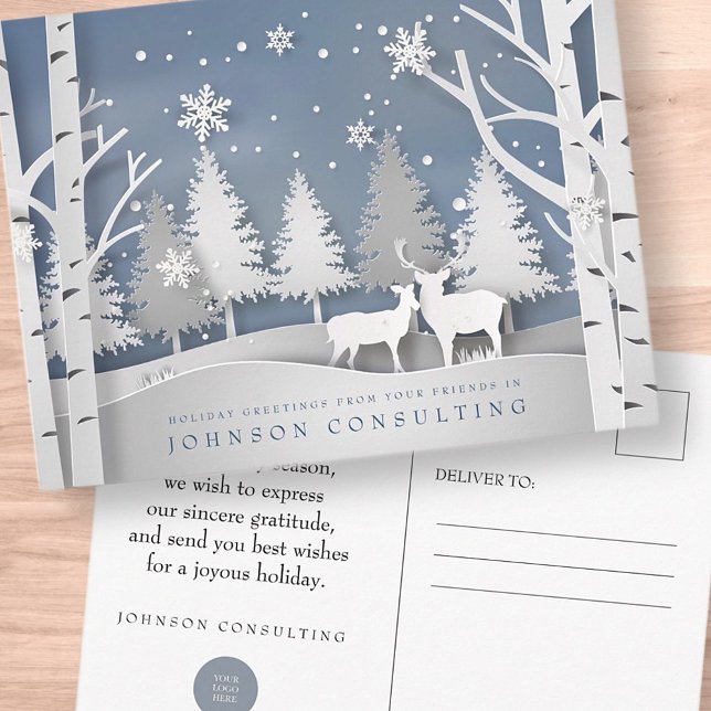 Modern Winter Scene | Holiday Greetings Postcard (Creator Uploaded)