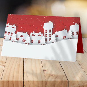 Modern Winter Scene   Holiday Place Card