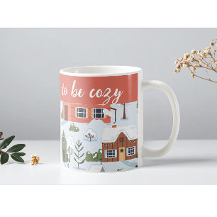 Modern Winter Season Custom Name Red White Text C Coffee Mug