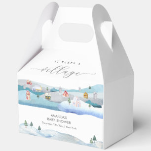 Modern Winter Snow It Takes A Village Baby Shower Favour Box