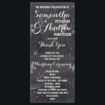 Modern winter snowflake chalkboard wedding program<br><div class="desc">Modern winter snowflakes chalkboard Wedding Program. stylish,  elegant and original black chalkboard with white snowflakes background. A black and white elegant wedding theme perfect for winter wonderland,  Christmas wedding theme.The text is fully customisable</div>